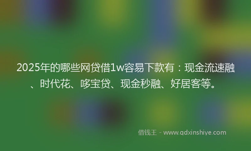 2025年的哪些网贷借1w容易下款有：现金流速融、时代花、哆宝贷、现金秒融、好居客等。