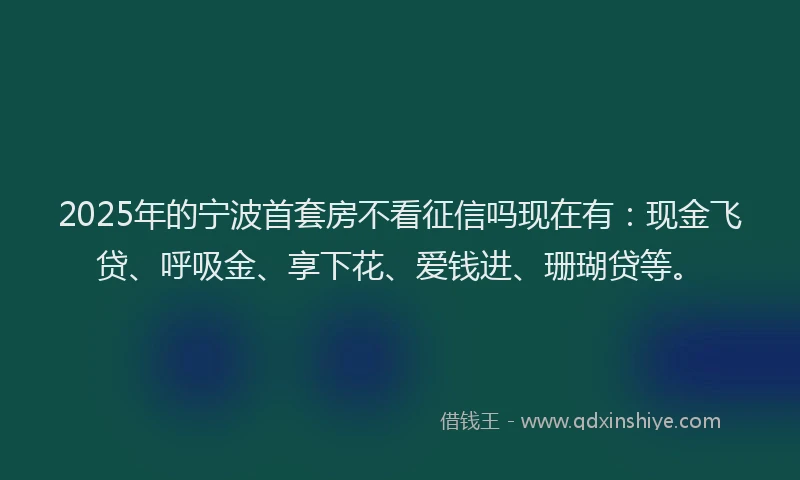 2025年的宁波首套房不看征信吗现在有：现金飞贷、呼吸金、享下花、爱钱进、珊瑚贷等。