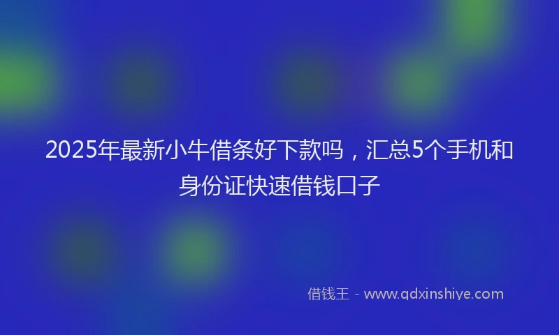 2025年最新小牛借条好下款吗，汇总5个手机和身份证快速借钱口子