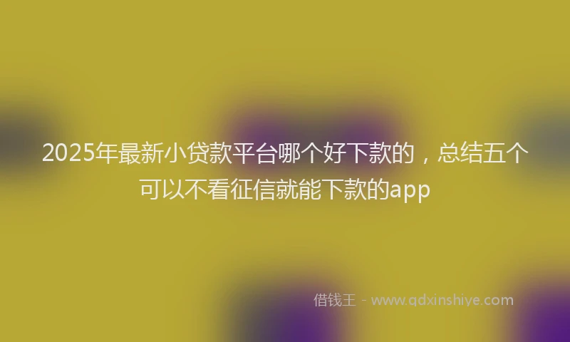 2025年最新小贷款平台哪个好下款的，总结五个可以不看征信就能下款的app