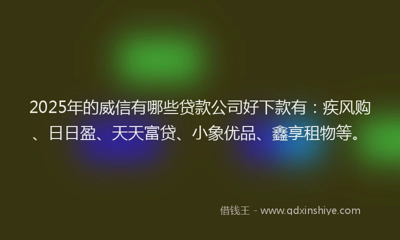 2025年的威信有哪些贷款公司好下款有：疾风购、日日盈、天天富贷、小象优品、鑫享租物等。