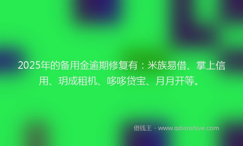2025年的备用金逾期修复有：米族易借、掌上信用、玥成租机、哆哆贷宝、月月开等。