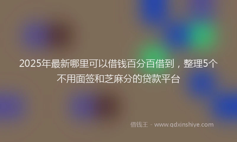 2025年最新哪里可以借钱百分百借到，整理5个不用面签和芝麻分的贷款平台