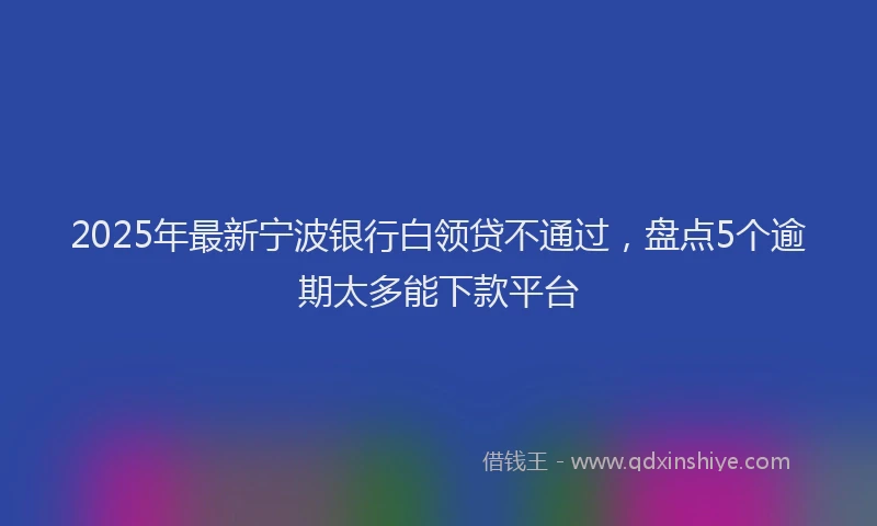 2025年最新宁波银行白领贷不通过，盘点5个逾期太多能下款平台