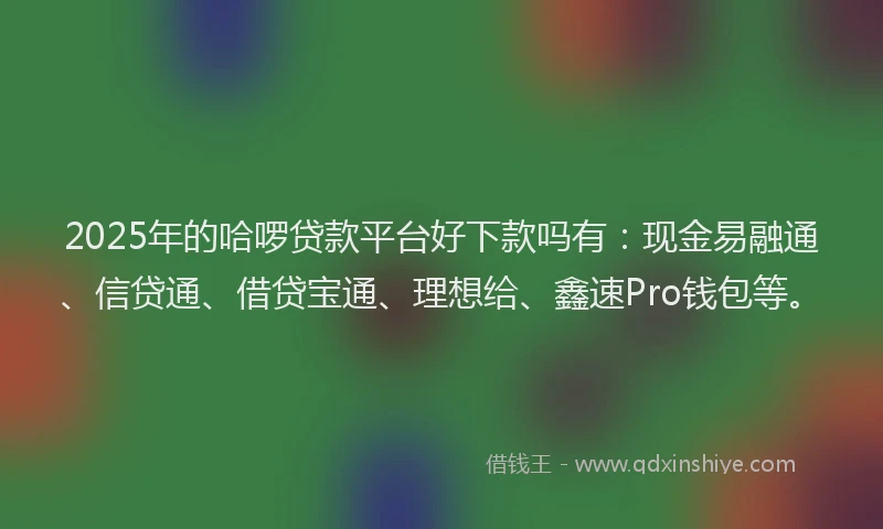 2025年的哈啰贷款平台好下款吗有：现金易融通、信贷通、借贷宝通、理想给、鑫速Pro钱包等。