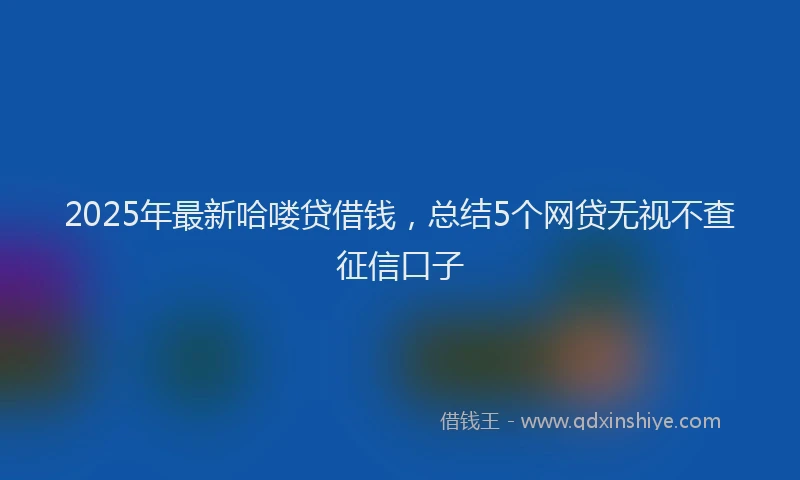 2025年最新哈喽贷借钱，总结5个网贷无视不查征信口子