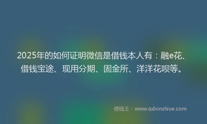 2025年的如何证明微信是借钱本人有：融e花、借钱宝途、现用分期、固金所、洋洋花呗等。