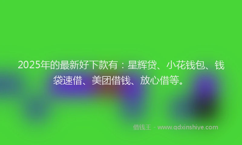 2025年的最新好下款有：星辉贷、小花钱包、钱袋速借、美团借钱、放心借等。