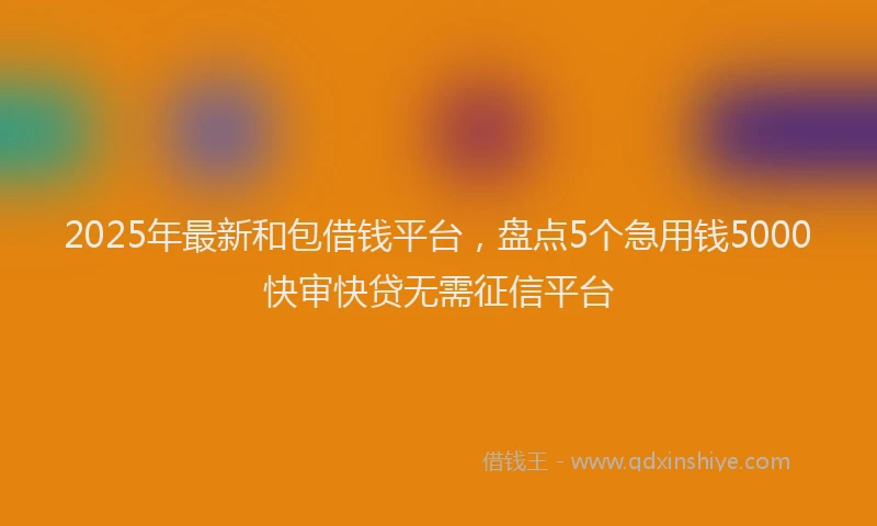 2025年最新和包借钱平台，盘点5个急用钱5000快审快贷无需征信平台