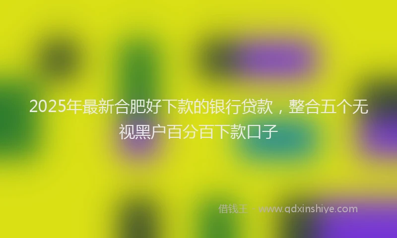 2025年最新合肥好下款的银行贷款，整合五个无视黑户百分百下款口子