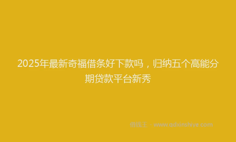2025年最新奇福借条好下款吗，归纳五个高能分期贷款平台新秀