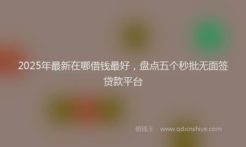 2025年最新在哪借钱最好，盘点五个秒批无面签贷款平台