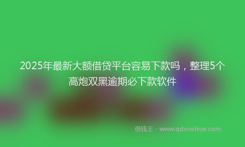 2025年最新大额借贷平台容易下款吗，整理5个高炮双黑逾期必下款软件