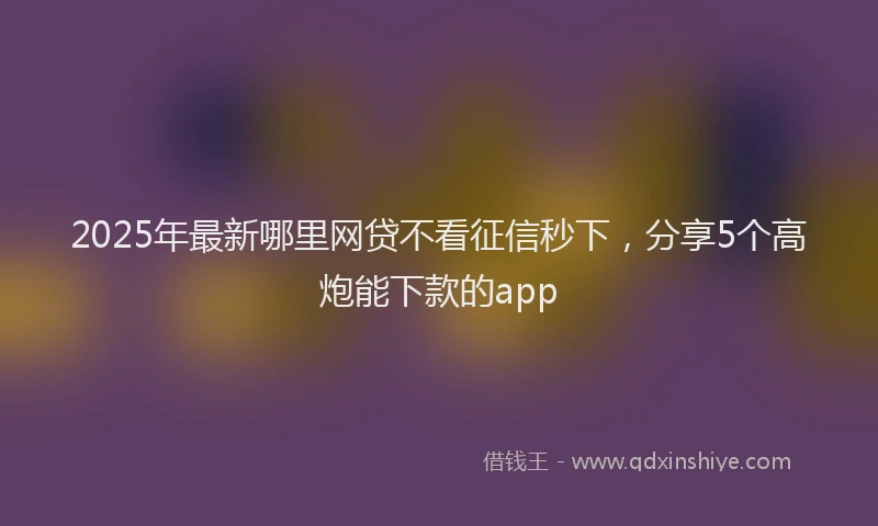 2025年最新哪里网贷不看征信秒下，分享5个高炮能下款的app