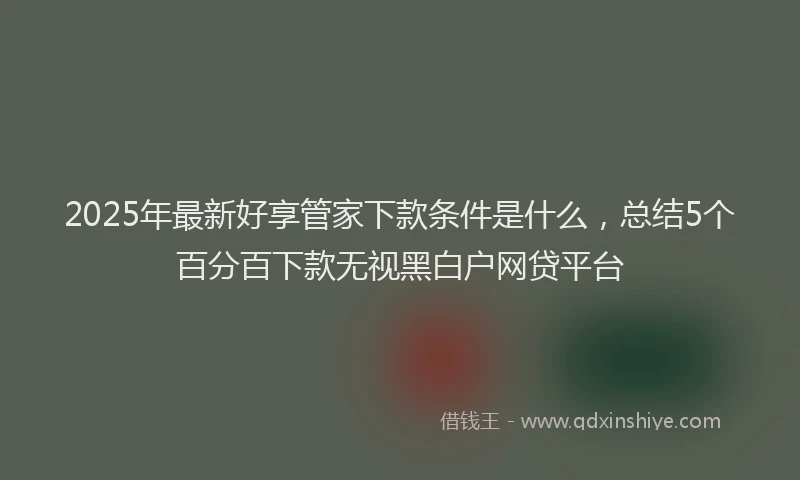 2025年最新好享管家下款条件是什么，总结5个百分百下款无视黑白户网贷平台