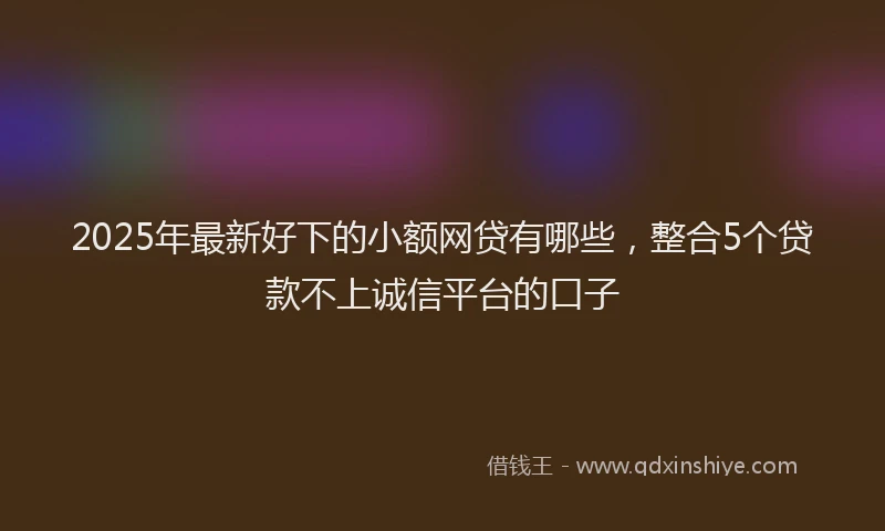 2025年最新好下的小额网贷有哪些，整合5个贷款不上诚信平台的口子
