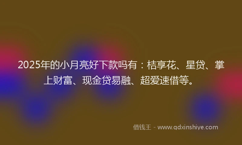 2025年的小月亮好下款吗有：桔享花、星贷、掌上财富、现金贷易融、超爱速借等。
