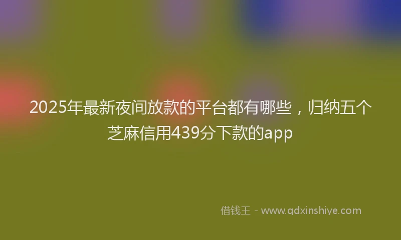 2025年最新夜间放款的平台都有哪些，归纳五个芝麻信用439分下款的app