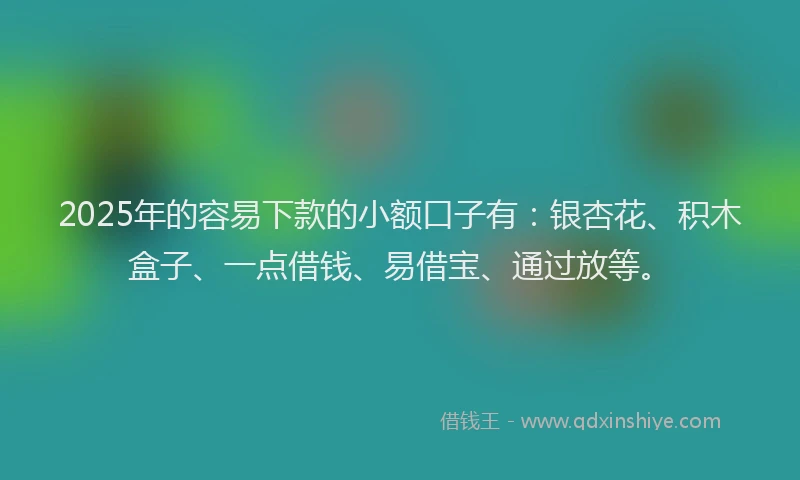 2025年的容易下款的小额口子有：银杏花、积木盒子、一点借钱、易借宝、通过放等。