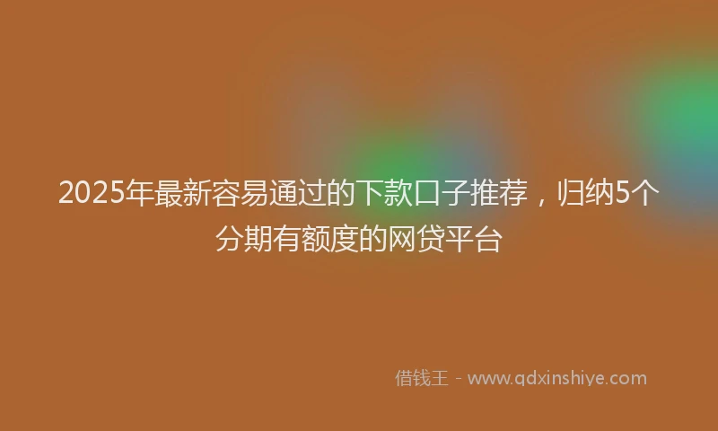 2025年最新容易通过的下款口子推荐，归纳5个分期有额度的网贷平台