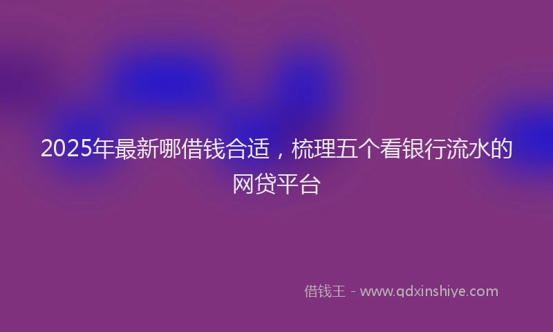 2025年最新哪借钱合适，梳理五个看银行流水的网贷平台