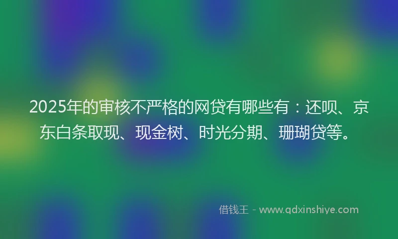 2025年的审核不严格的网贷有哪些有：还呗、京东白条取现、现金树、时光分期、珊瑚贷等。