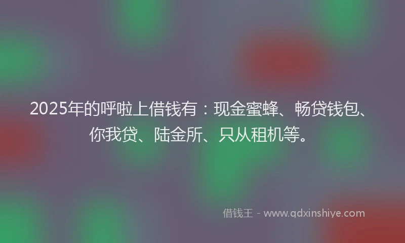 2025年的呼啦上借钱有：现金蜜蜂、畅贷钱包、你我贷、陆金所、只从租机等。
