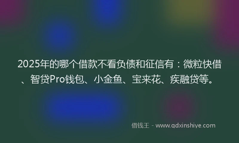 2025年的哪个借款不看负债和征信有：微粒快借、智贷Pro钱包、小金鱼、宝来花、疾融贷等。