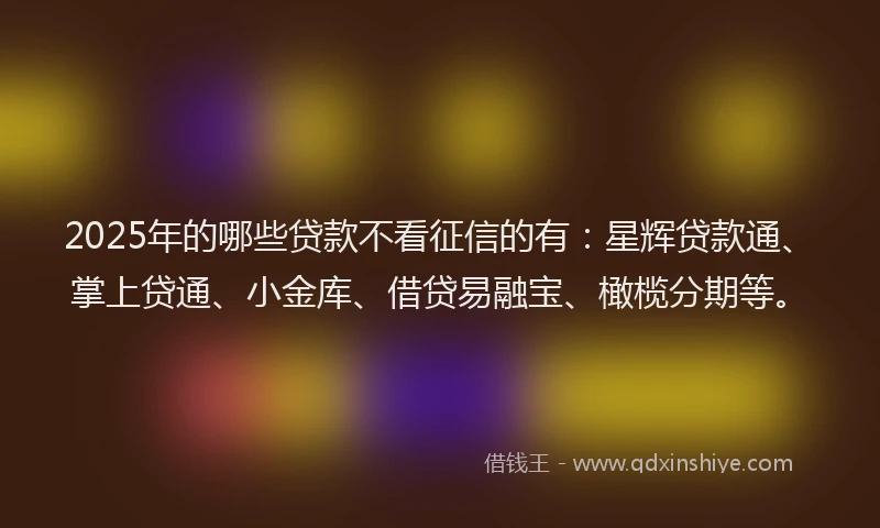 2025年的哪些贷款不看征信的有：星辉贷款通、掌上贷通、小金库、借贷易融宝、橄榄分期等。