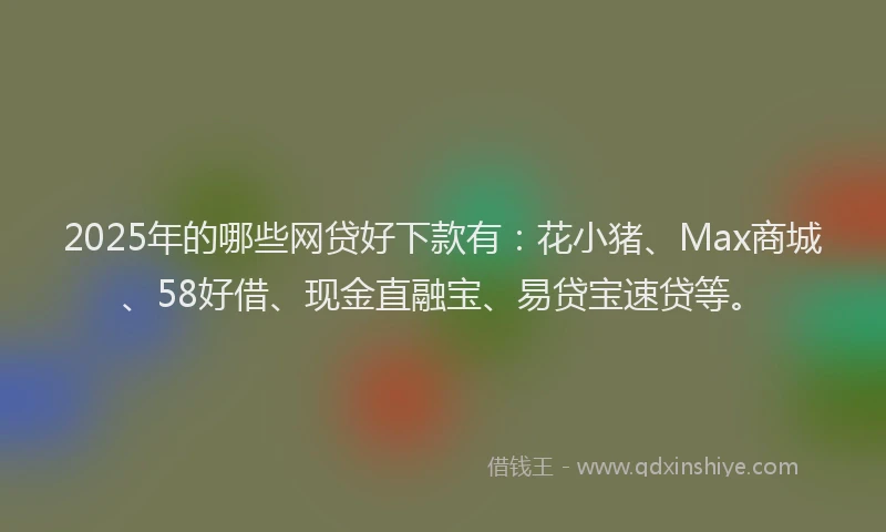 2025年的哪些网贷好下款有：花小猪、Max商城、58好借、现金直融宝、易贷宝速贷等。