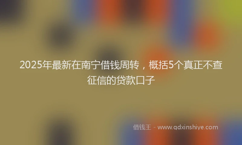 2025年最新在南宁借钱周转，概括5个真正不查征信的贷款口子