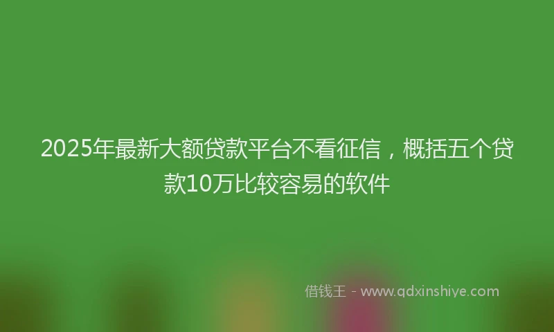 2025年最新大额贷款平台不看征信，概括五个贷款10万比较容易的软件