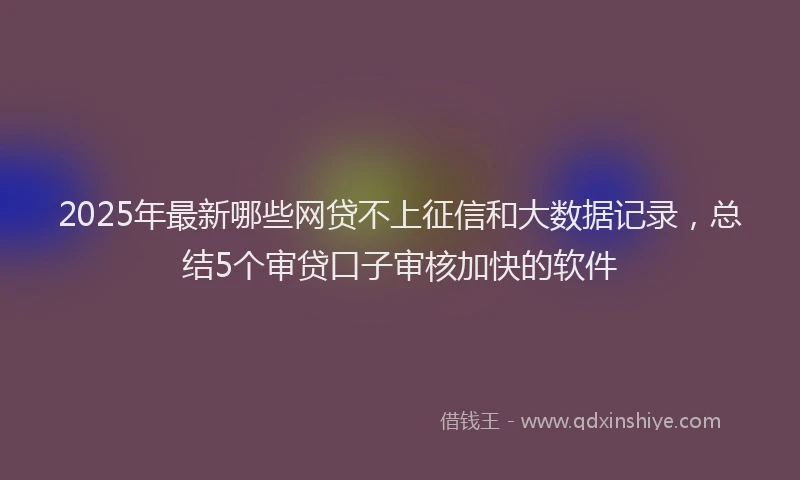 2025年最新哪些网贷不上征信和大数据记录，总结5个审贷口子审核加快的软件