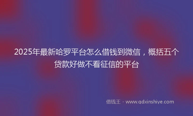 2025年最新哈罗平台怎么借钱到微信，概括五个贷款好做不看征信的平台