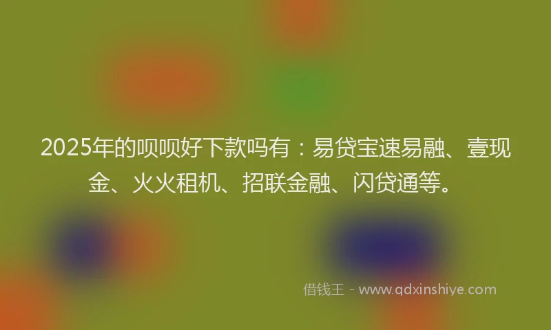 2025年的呗呗好下款吗有：易贷宝速易融、壹现金、火火租机、招联金融、闪贷通等。