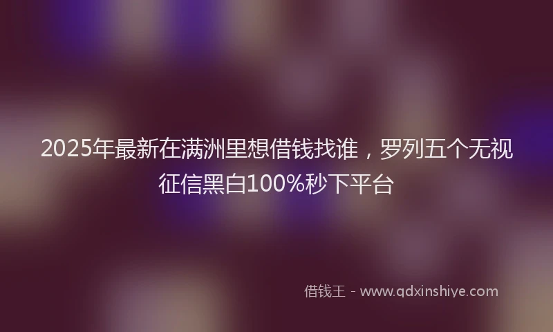 2025年最新在满洲里想借钱找谁，罗列五个无视征信黑白100%秒下平台