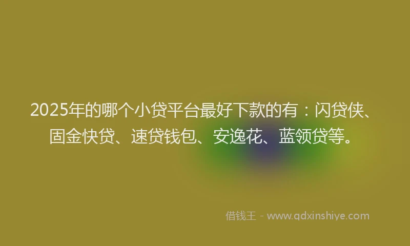 2025年的哪个小贷平台最好下款的有：闪贷侠、固金快贷、速贷钱包、安逸花、蓝领贷等。