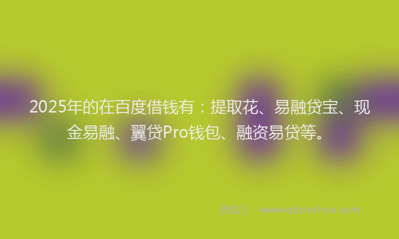 2025年的在百度借钱有：提取花、易融贷宝、现金易融、翼贷Pro钱包、融资易贷等。