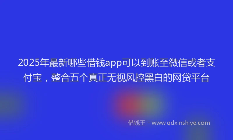 2025年最新哪些借钱app可以到账至微信或者支付宝，整合五个真正无视风控黑白的网贷平台