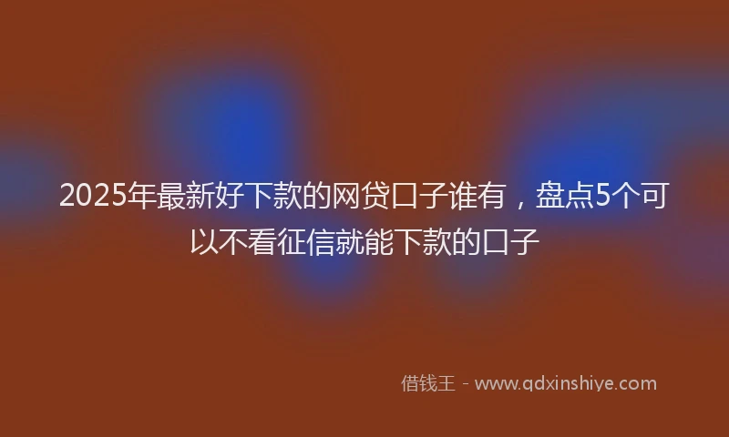 2025年最新好下款的网贷口子谁有，盘点5个可以不看征信就能下款的口子
