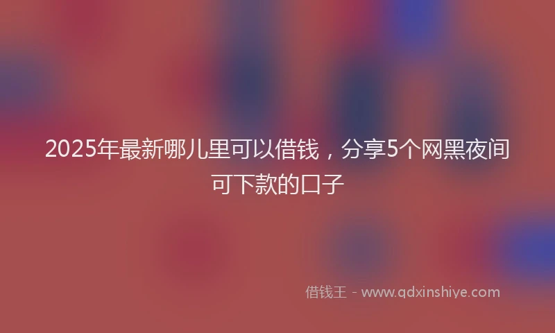 2025年最新哪儿里可以借钱，分享5个网黑夜间可下款的口子