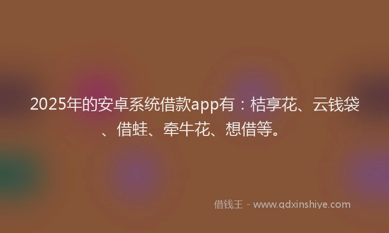 2025年的安卓系统借款app有：桔享花、云钱袋、借蛙、牵牛花、想借等。