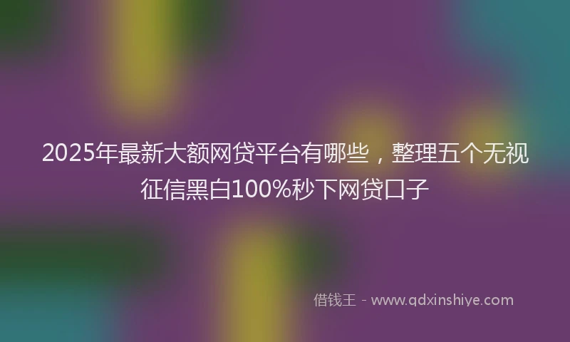 2025年最新大额网贷平台有哪些，整理五个无视征信黑白100%秒下网贷口子