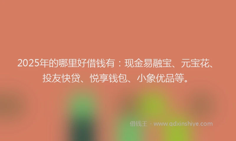 2025年的哪里好借钱有：现金易融宝、元宝花、投友快贷、悦享钱包、小象优品等。