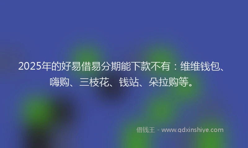2025年的好易借易分期能下款不有：维维钱包、嗨购、三枝花、钱站、朵拉购等。