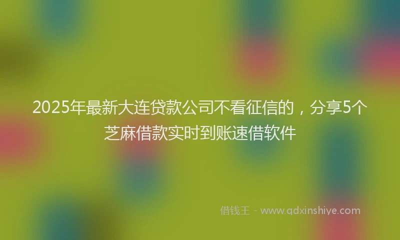 2025年最新大连贷款公司不看征信的，分享5个芝麻借款实时到账速借软件