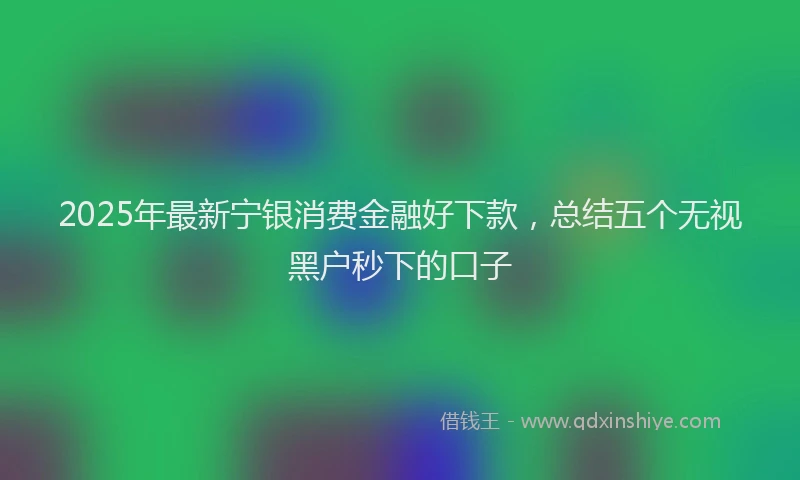 2025年最新宁银消费金融好下款，总结五个无视黑户秒下的口子