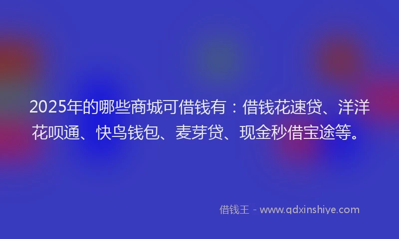 2025年的哪些商城可借钱有：借钱花速贷、洋洋花呗通、快鸟钱包、麦芽贷、现金秒借宝途等。