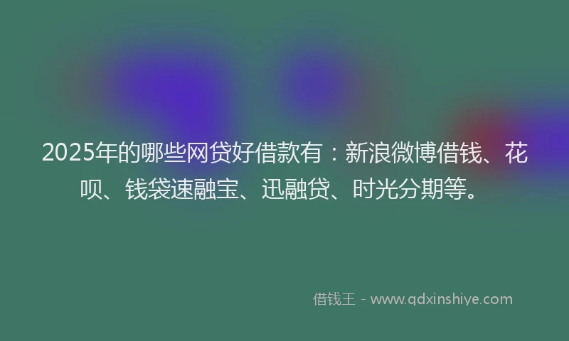 2025年的哪些网贷好借款有：新浪微博借钱、花呗、钱袋速融宝、迅融贷、时光分期等。