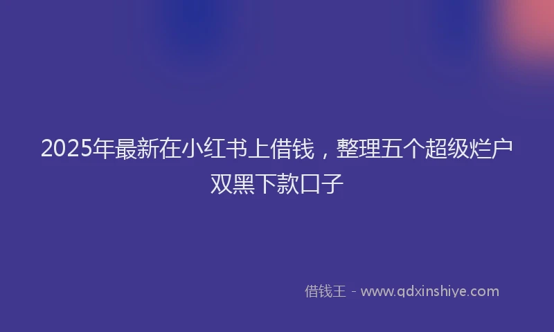 2025年最新在小红书上借钱，整理五个超级烂户双黑下款口子